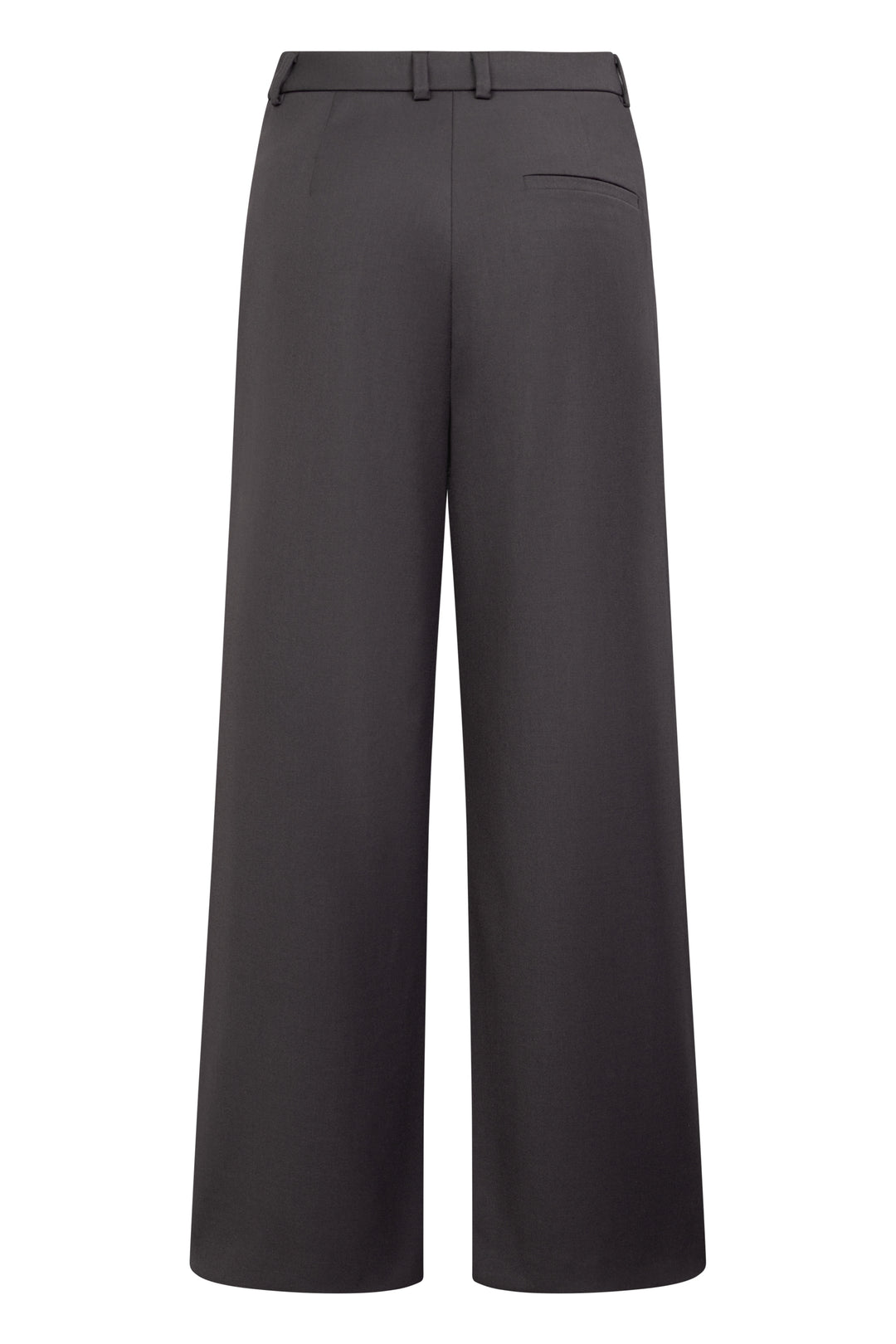 Hose Seductive Amalya in braun. Moderne Hose mit asymmetrischem Bund und hoher Leibhöhe. Die Hose hat ein weites Bein und schräge Eingriffstaschen vorne. Leistentaschen befinden sich auf der Rückseite. 