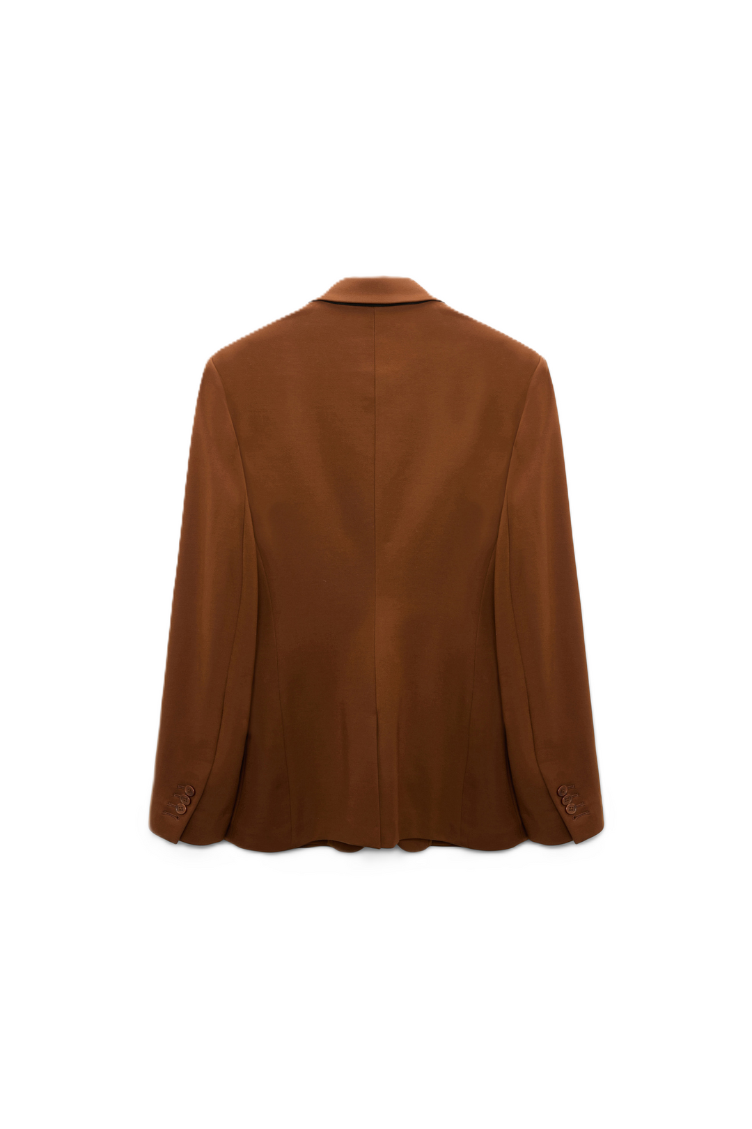 Brauner Blazer von Dorothee Schumacher aus Punto Milano mit figurbetonter Passform und Reverskragen.