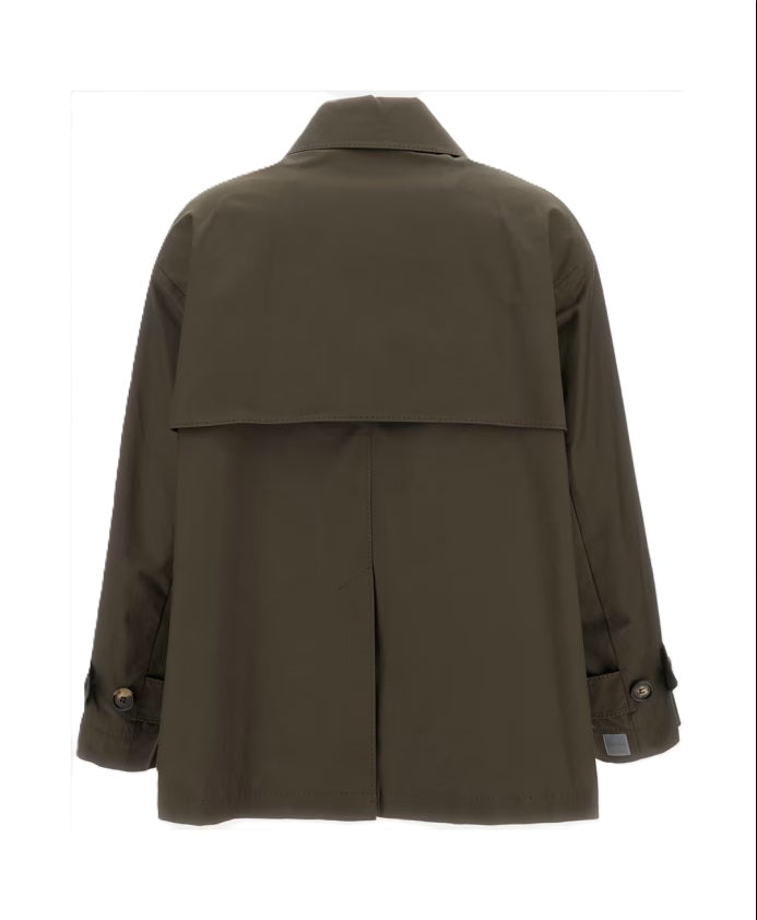 Jacke von S Max Mara MTCZENO. Trench in kaki mit Riegel. Doppelreiher mit Kragen und Knöpfen. Wasserabweisend