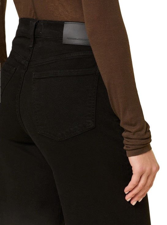 Jeans Citizens of Humanity Lyra in black. Die schwarze Jeans hat ein gerades weites Bein und eine angenehm weiche Haptik. Sie hat Gürtelschlaufen und einen Zip-Fly-Verschluss. Die Jeans ist im&amp;nbsp;5-Pocket-Style geschnitten. Aufgrund der weichen Ware und dem Stretchanteil hat die Hose einen angenehmen Tragekomfort.