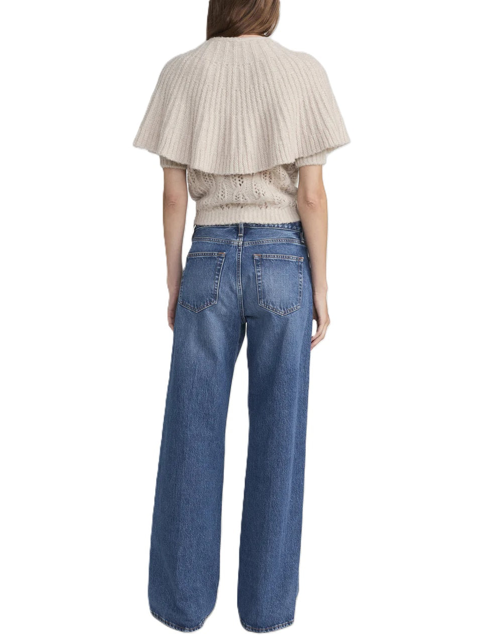 Jeans von Frame Stroll in blau mit langem geraden Bein und Gürtelschlaufen. Die Jeans hat Stretch und Taschen. 