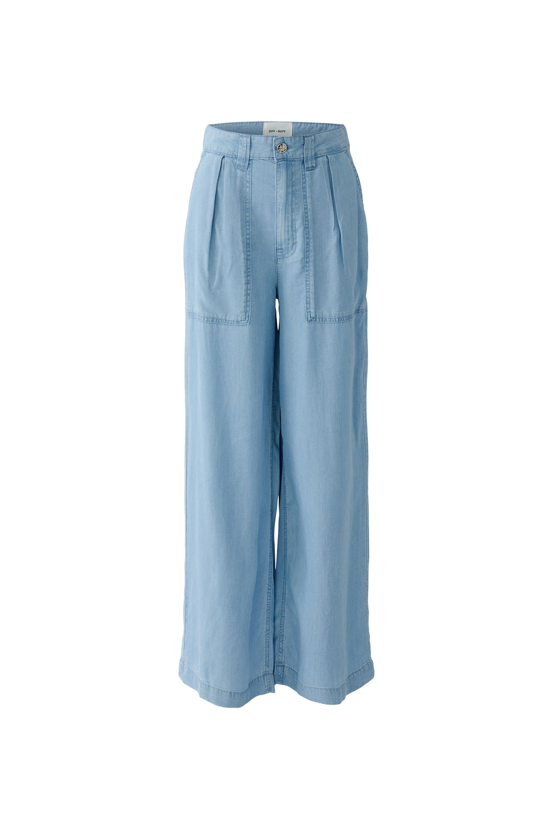 Jeans Oui. Lässig, weite Hose aus sommerlichem Lyocell in gewaschener Denimoptik. Die Jeans hat Bundfalten und zwei extra große Taschen auf der Vorderseite. Auf der Rückseite zwei Gesäßtaschen. Die Jeans ist lässig geschnitten und leicht verkürzt. Sie hat Gürtelschlaufen und einen Reißverschluss.