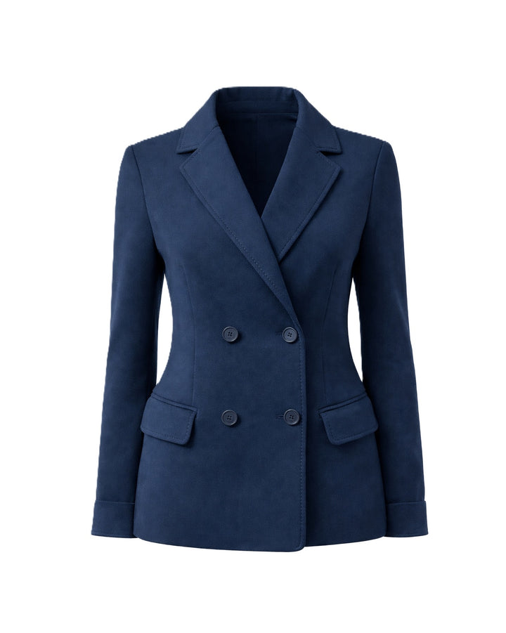 Jersey jacke von S Max Mara SMMBADIA. Blazer in navy mit Reverskragen und Knöpfen. Marineblau-blau