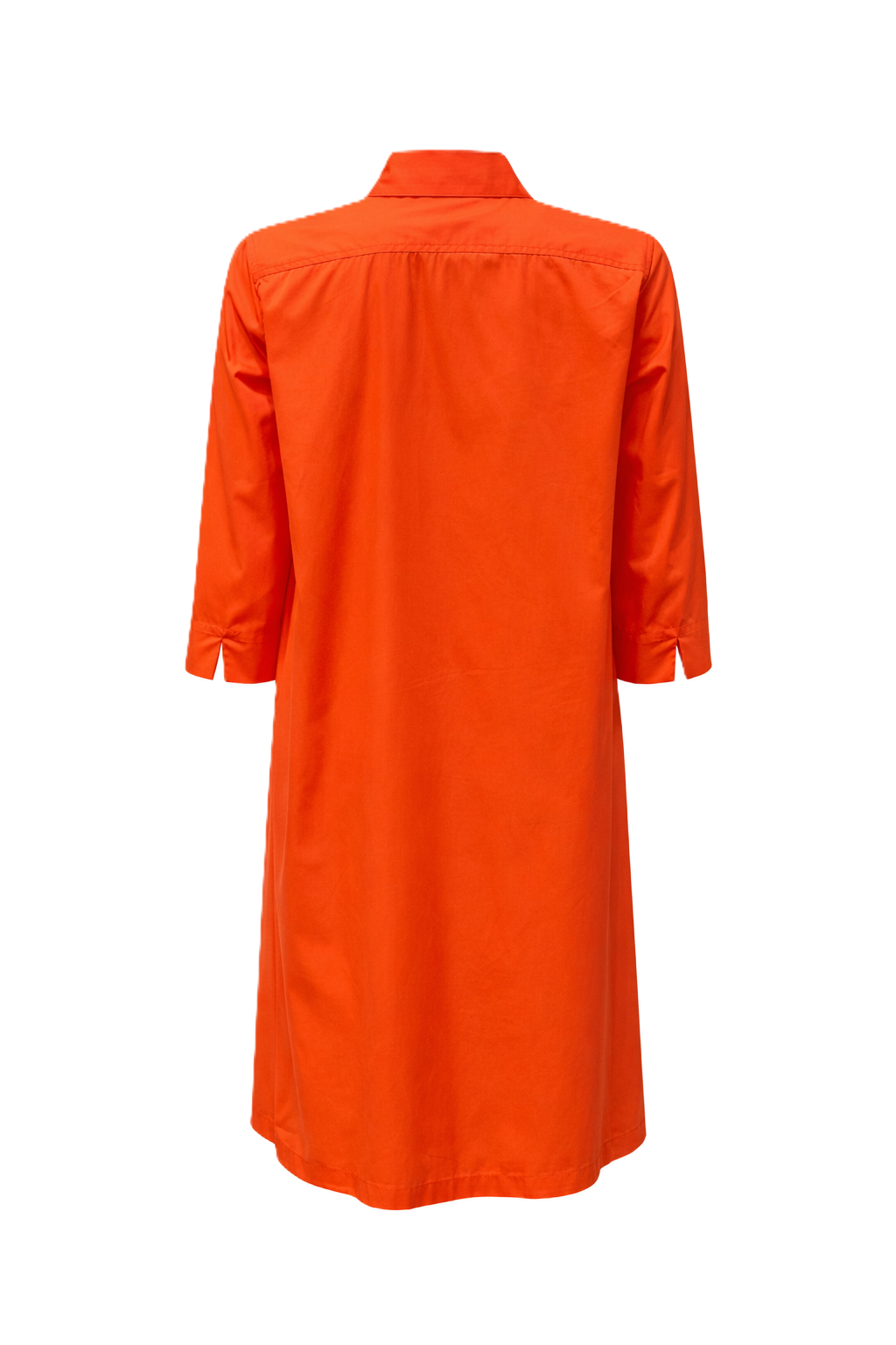 Kleid The White Shirt in orange. Dieses sommerliche Kleid überzeugt mit einem klaren, figurschmeichelnden Schnitt. Der Hemdkragen und die verdeckte Knopfleiste verleihen dem Design eine elegante Note, während der Halbarm und die lockere, nicht figurbetonte Passform für angenehmen Tragekomfort sorgen. 