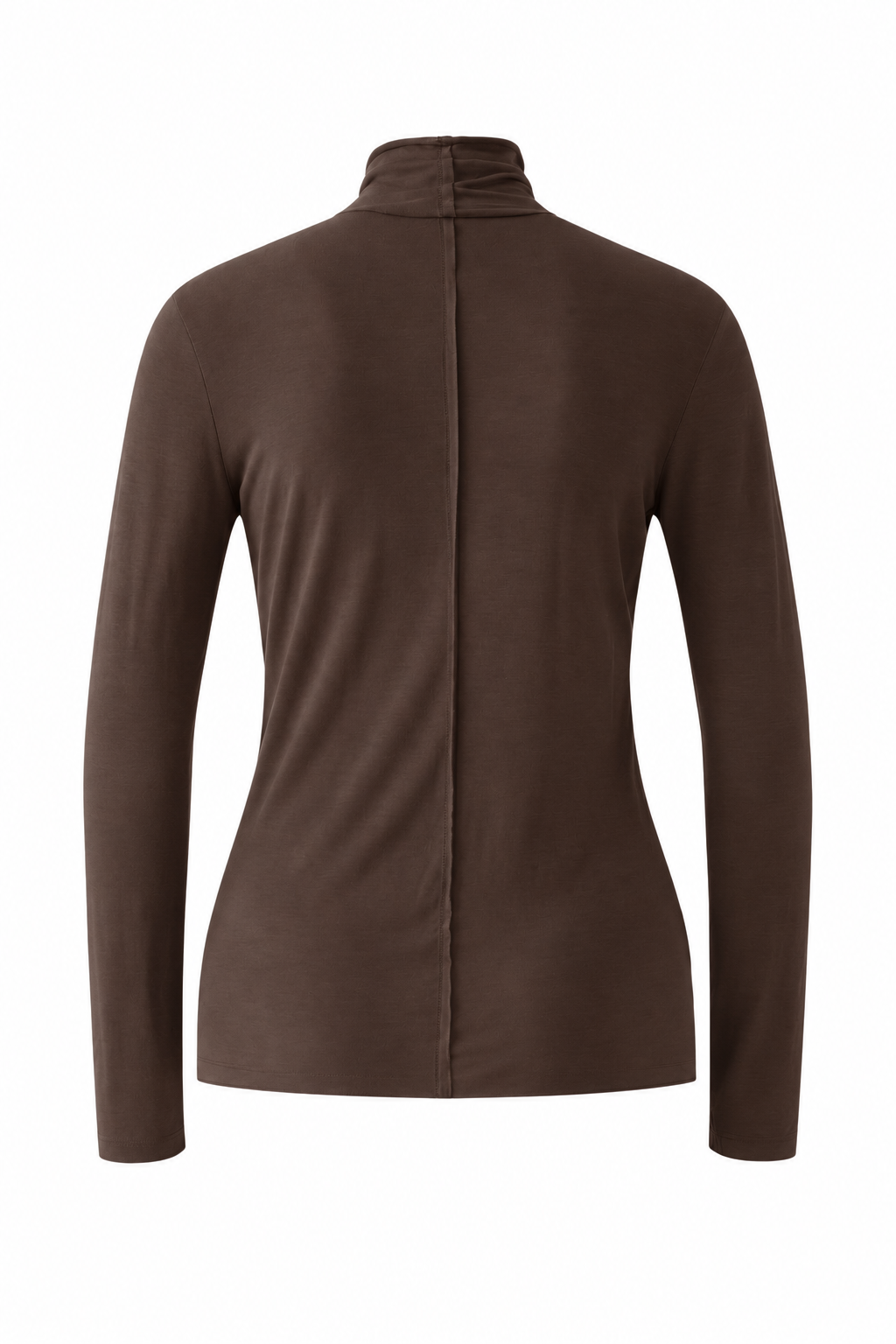 Rollkragenshirt Oui in Braun. Extra feiner, superweicher Modal-Jersey mit elastischer, figurbetonter Passform. Rollkragen mit offener Schnittkante und Mittelnaht am Rücken. Lässig abgekettelte Ärmel- und Saumabschlüsse.