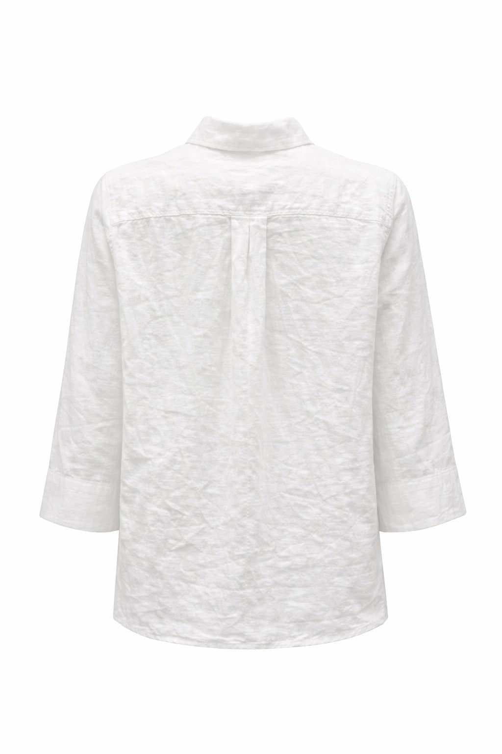 Bluse the White Shirt. Super schöne weiße Bluse mit 3/4 Ärmeln aus Leinen. Die Bluse hat einen hübschen Kragen und eine Knopfleiste. Das Highlight ist auf der Rückseite, dort hat die Bluse eine Kellerfalte