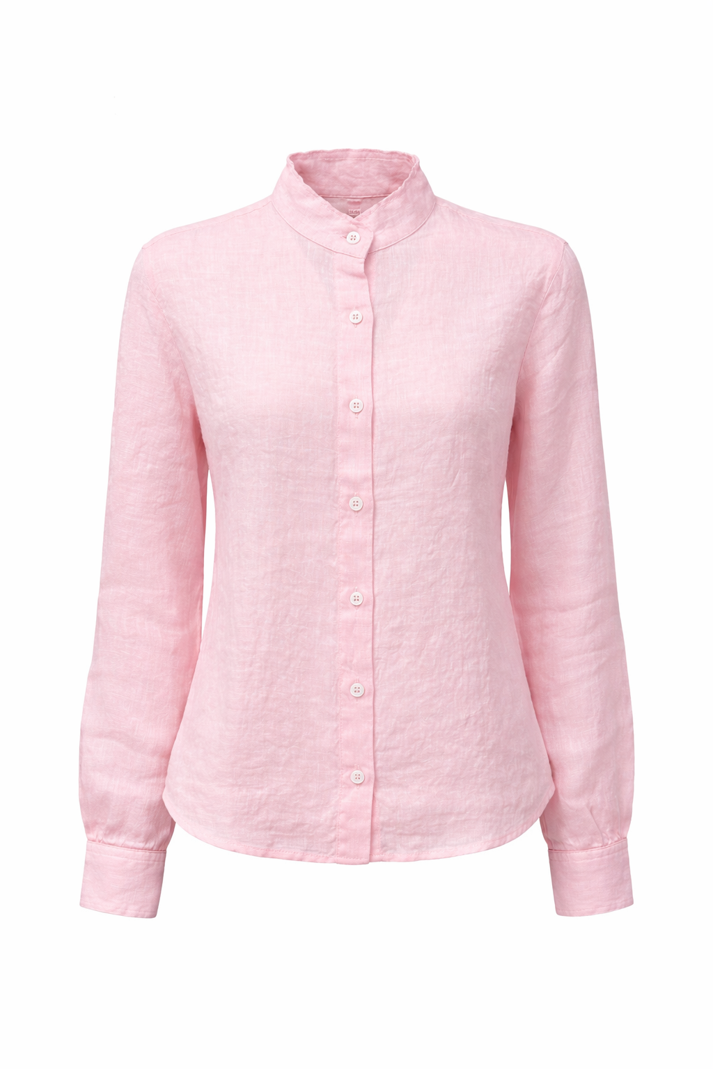 Leinenhemd The White Shirt in rosa. Dieses sommerliche Leinenhemd überzeugt mit seiner leichten Qualität und einer entspannten, modernen Ausstrahlung. Der hohe, ausgefranste Kragen setzt einen besonderen Akzent, Durchgehende Knopfleiste, Einknopf-Manschetten und Rückenfalte.