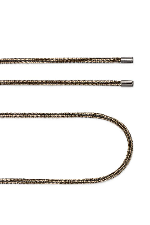 Gürtel von Luisa Cerano. Metallisch mit Perlenkordel in Braun und gold