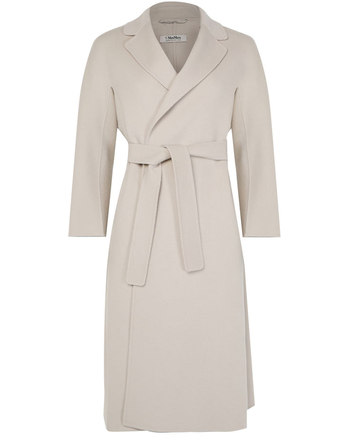 Mantel S Max Mara Esturia. Mittellanger Mantel mit Cache-Coeur Kragen. Der Mantel hat lange Ärmel und kann mit einem Gürtel geschlossen werden. Die Ware ist wunderschön weich und hat einen hohen Tragekomfort.