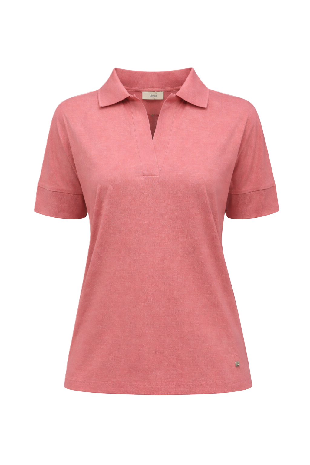 Polopullover Herno. Tolles Poloshirt aus weichem und leichtem Baumwolljersey mit gerippten Details, die eine Trikotoptik verleihen. V-Ausschnitt mit Kragen und halbarm. Gerade Form in beere.