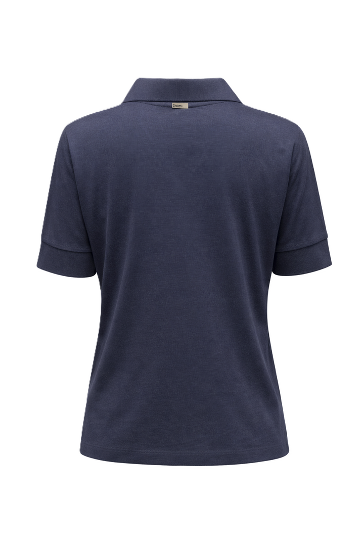 Polopullover Herno. Tolles Poloshirt aus weichem und leichtem Baumwolljersey mit gerippten Details, die eine Trikotoptik verleihen. V-Ausschnitt mit Kragen und halbarm. Gerade Form in navy.