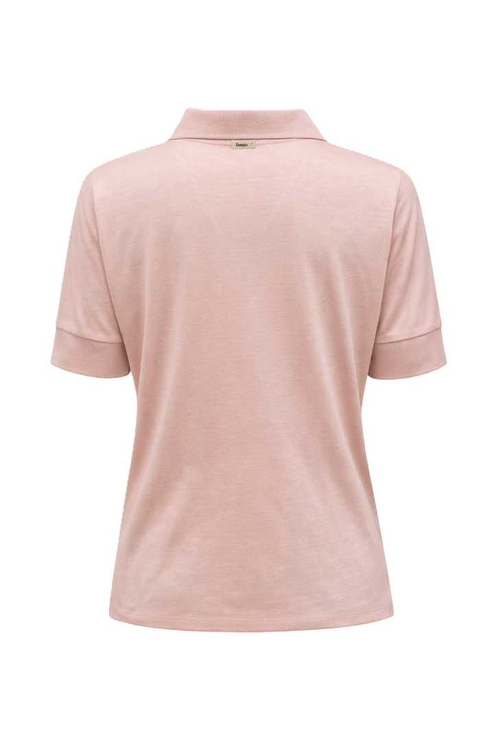 Polopullover Herno. Tolles Poloshirt aus weichem und leichtem Baumwolljersey mit gerippten Details, die eine Trikotoptik verleihen. V-Ausschnitt mit Kragen und halbarm. Gerade Form in rosa. 
