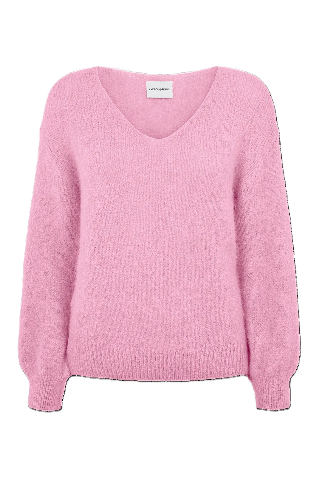 Pullover American Dreams Milana LS Alpaca Pullover in pink mit V Ausschnitt oversized Strickbund 