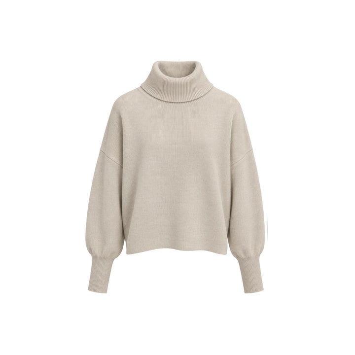 Pullover Herzens MARLA in limestone Ecru. Pullover aus hochwertigem Wolle-Kaschmir-Mix mit weicher Haptik und einem lässigen, weiten Schnitt. Großzügiger Rollkragen und überschnittenen Schultern. Voluminöse Ärmel mit langen Rippstrickbündchen. 