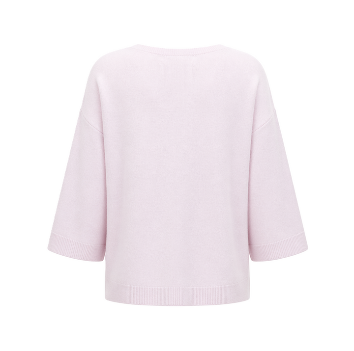 Rosa Kaschmir Wolle Pullover mir weiten Ärmeln und Rundhalsausschnitt von Marke Herzens.