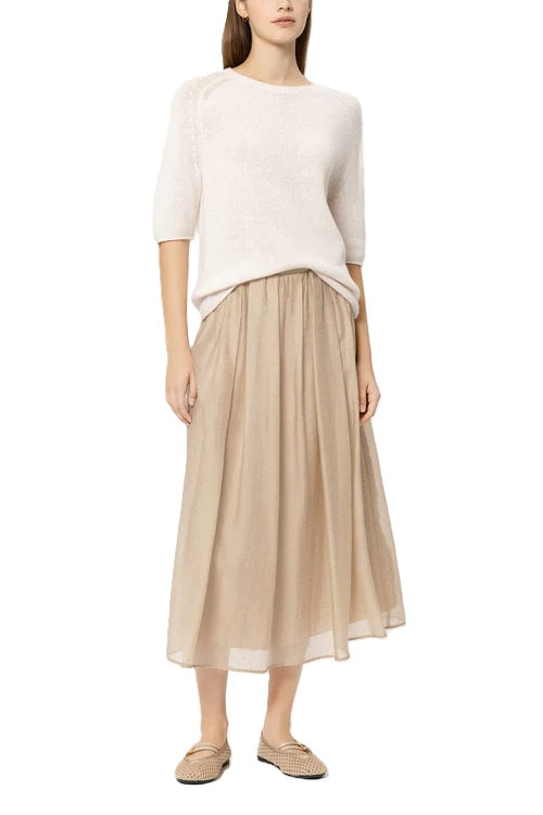 Pullover von Luisa Cerano. Kurzarm Pullover aus Kaschmir in creme mit Rundhalsausschnitt. 