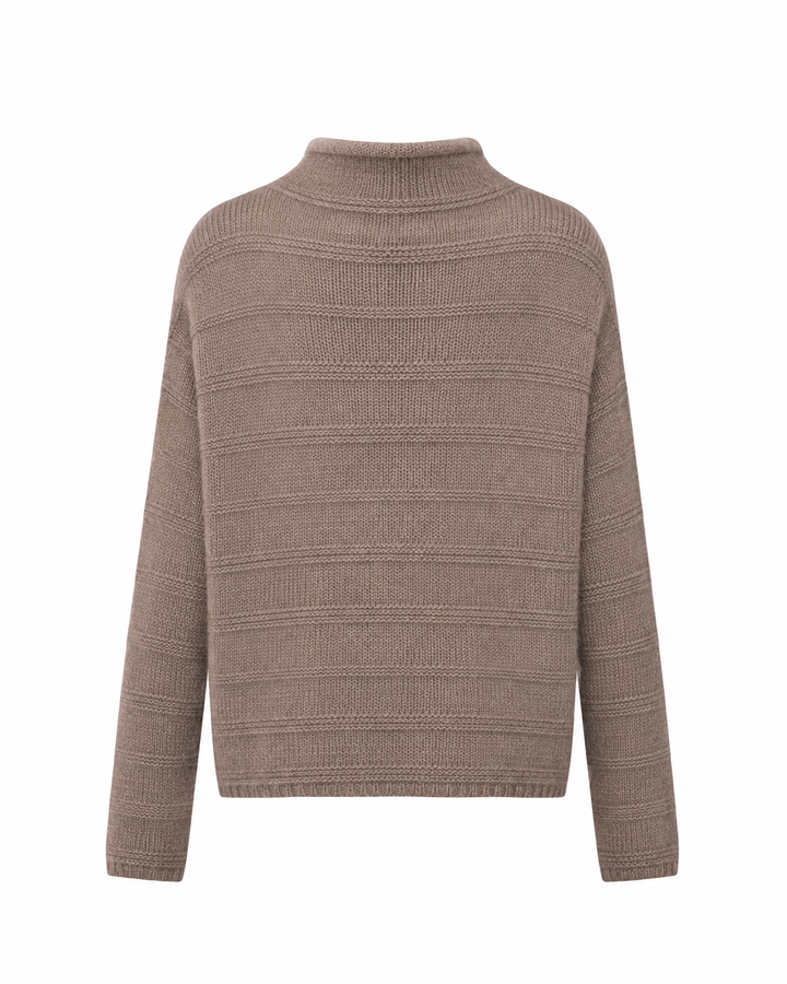 Strickpullover FRASER von Luren aus Kaschmir-Seide mit Rollkragen und verkürztem Schnitt in Beige.
