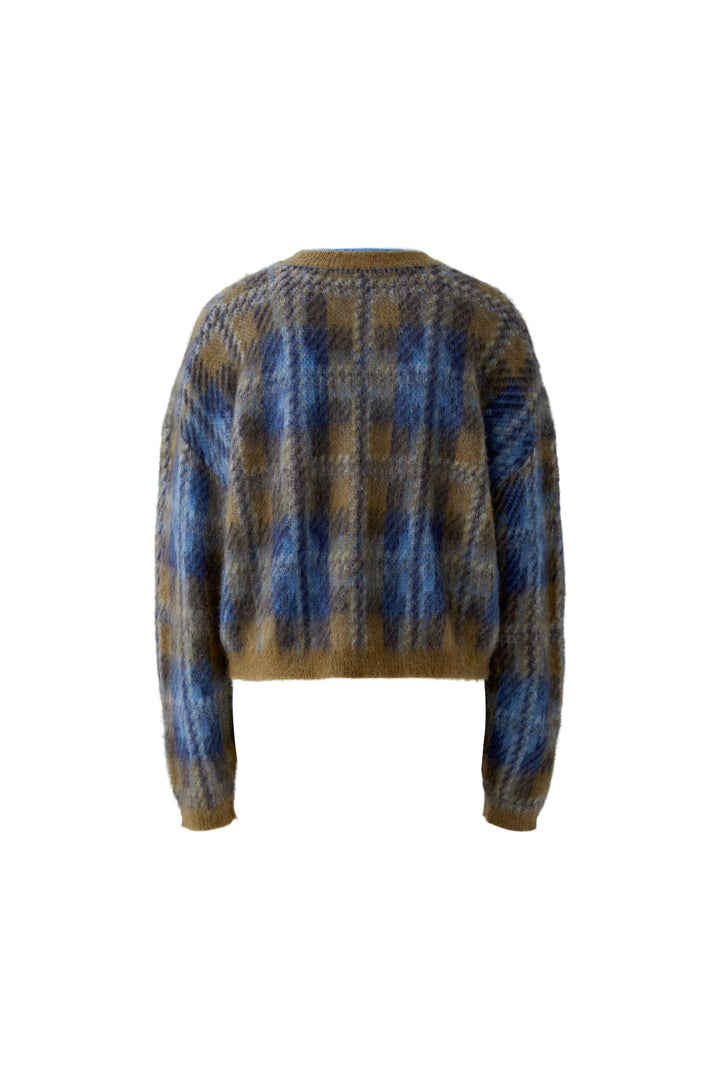 Pullover von Oui mit Karomuster aus Wolle-Mohair-Mix in Brushed-Optik mit oversized und verkürzter Passform.
