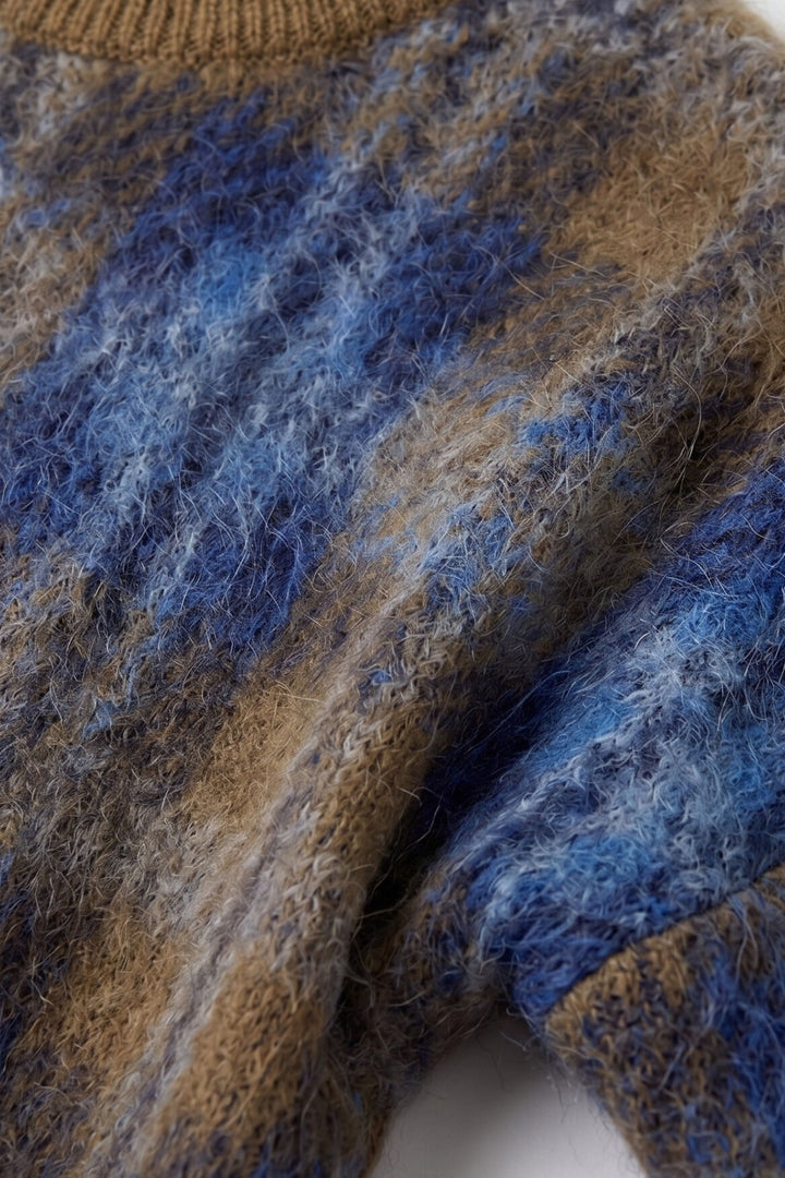 Pullover von Oui mit Karomuster aus Wolle-Mohair-Mix in Brushed-Optik mit oversized und verkürzter Passform.