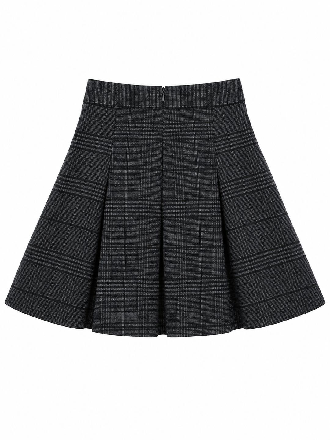 Rock 0039 Italy Tereza Glencheck grau/schwarz. Dieser A-Linien-Rock aus Wolle überzeugt mit seiner femininen Silhouette und einem klassischen Karomuster. Der breite High-Waist-Bund betont die Taille, während die kurze, aber dennoch angenehm tragbare Länge für einen modernen Look sorgt. Geschlossen wird der Rock mit einem Reißverschluss.