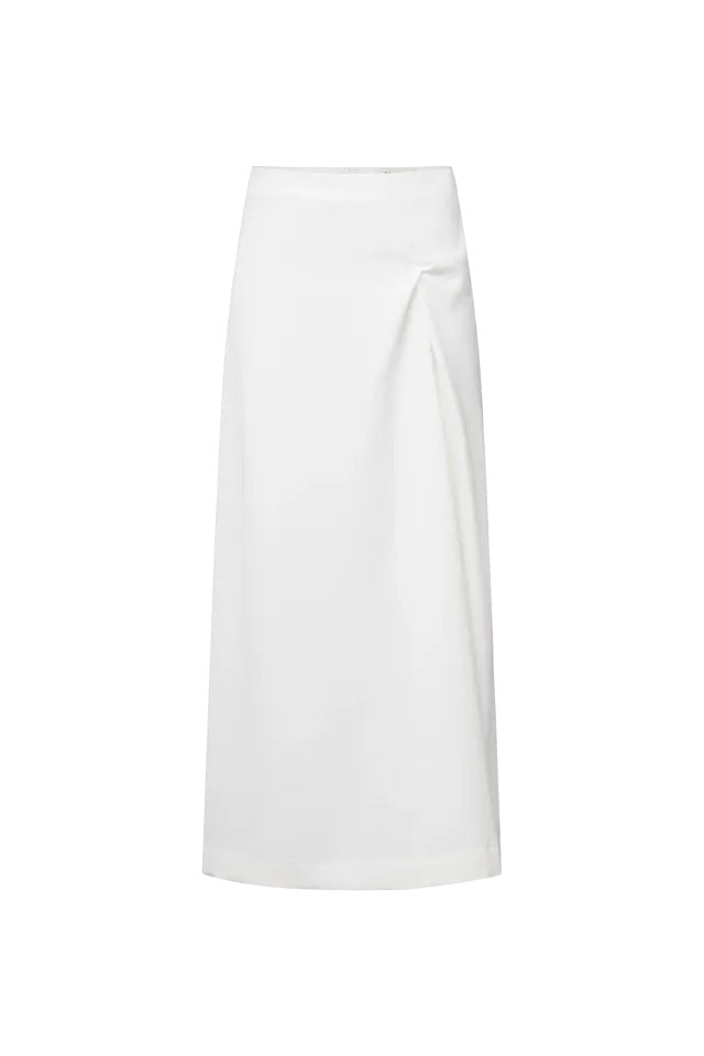 Rock Drykorn KAVERI 10 in weiß und mittellang kommt als Wickelrock und ist drapiert mit Falte 
