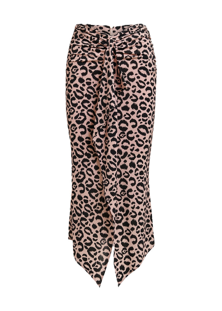 Rock von Essentiel Antwerp JOYA PRINTED JERSEY SKIRT in  Leoprint. Der Rock ist schmal geschnitten und hat einen Zip und einen Überwurf. 