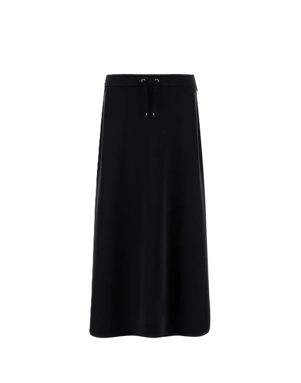 Rock Herno GN000024D in schwarz. Schöner und gerade fallender Rock mit Gummizug und Bindegürtel. Der Rock hat seitliche Schlitze. Er fällt super leicht und gerade und ist toll zu kombinieren.