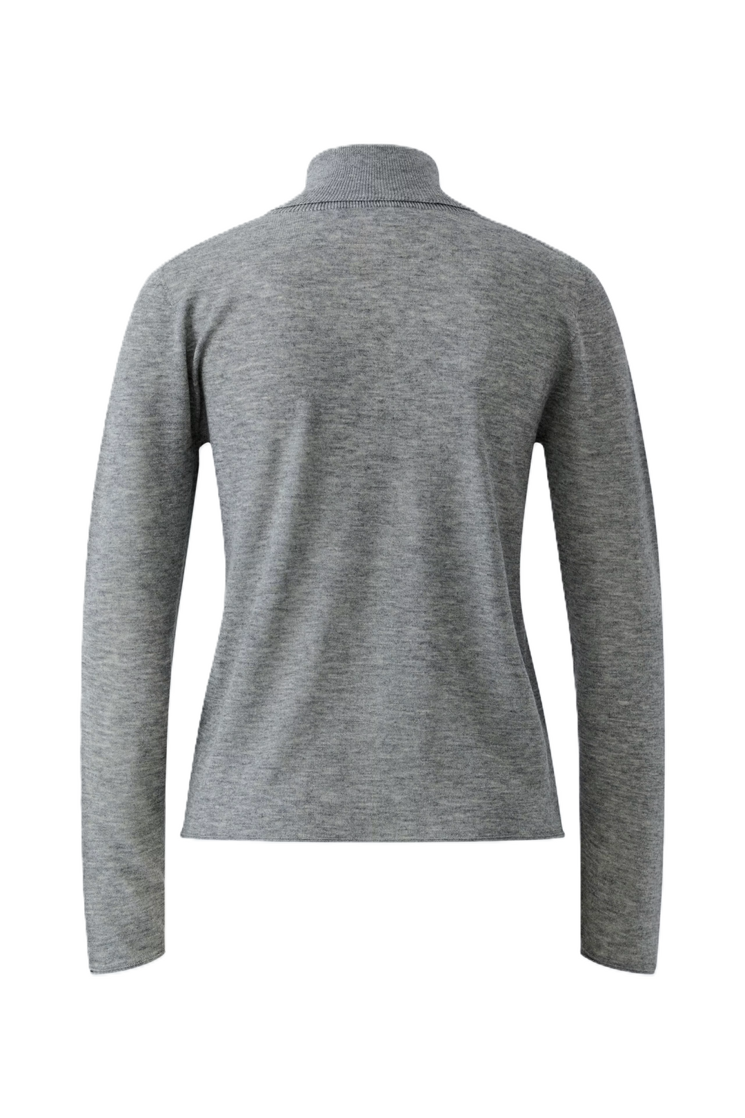 Pullover Oui in Feinstrick in grey. Nahtlos gestrickter, schmaler Schnitt mit regulärer Länge. Feiner Rollkragen in Rippstruktur und lange Ärmel. Rollkanten an Ärmeln und Saum.