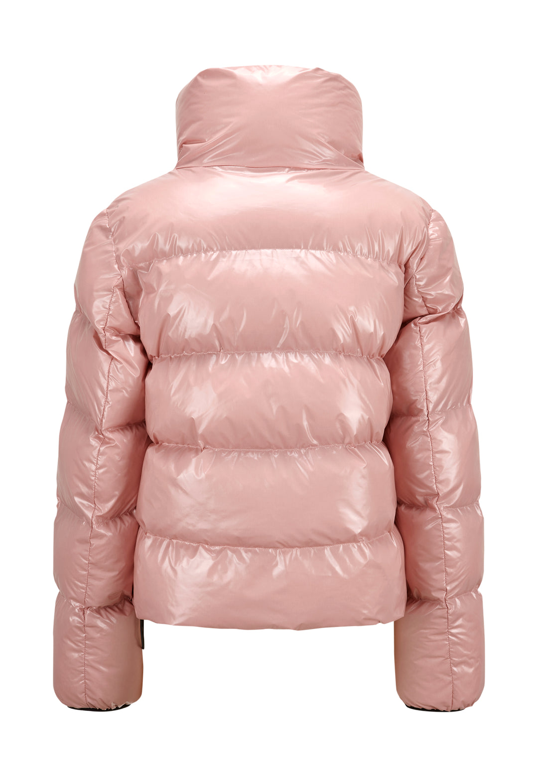 Kurze Steppjacke MSAmber von MILESTONE in glänzender Lackoptik mit breiten Steppungen, Stehkragen, 2-Wege-Reißverschluss und regulierbarem Saum in rosa.