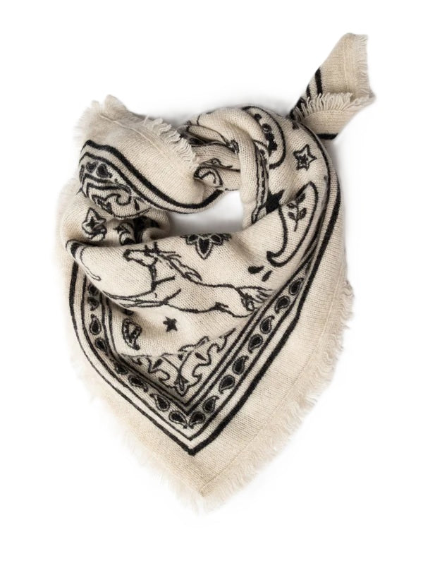 Schal Anna v Berg Nele Scarf Small in soft champagne. Hübscher kleiner Cashmereschal mit bezaubendem Paisleyprint. Der Schal hat kleine Fransen am Saum und eine ganz weiche Haptik.