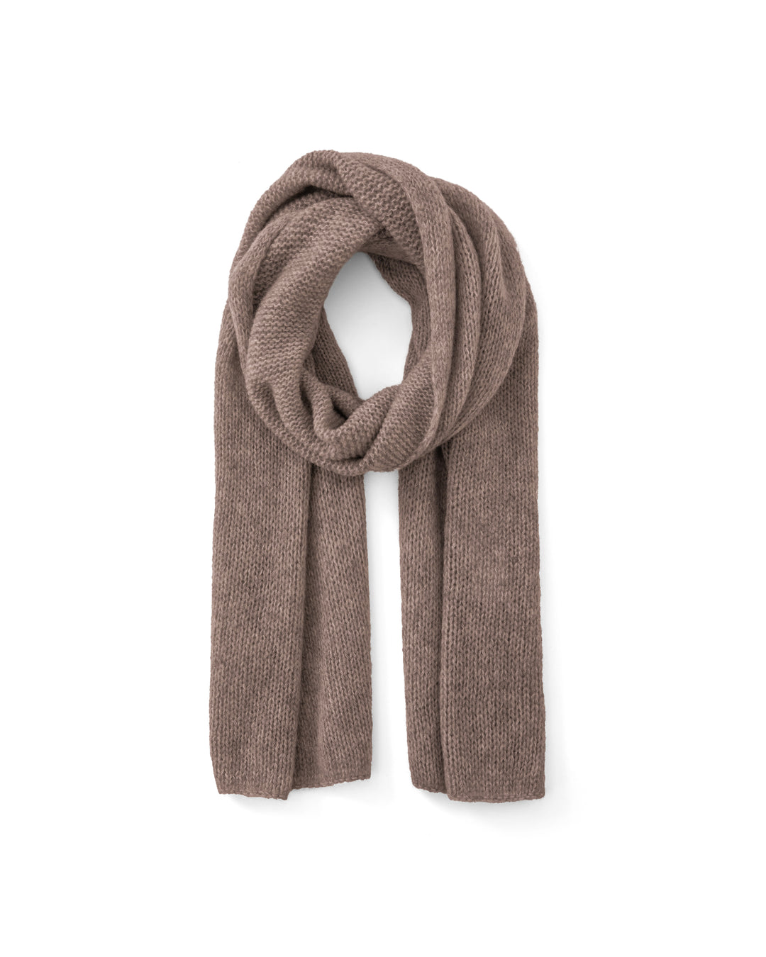 Schal CHANTAY von Luren aus Kaschmir-Seide mit feinem Strickmuster und geraden Abschlüssen in Beige.