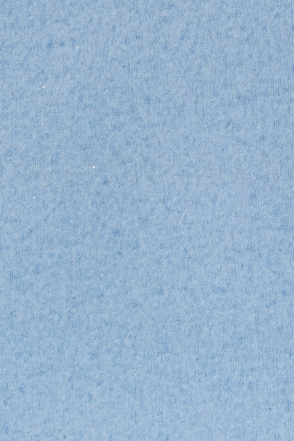 Schal PUR SCHOEN Galactic stars bleu. Galactic Stars – ein sanftes Himmelblau mit feinem, silbrigen Lurex-Glanz. Pailletten allover und Fransen am Rand aus 100% Cashmere. 