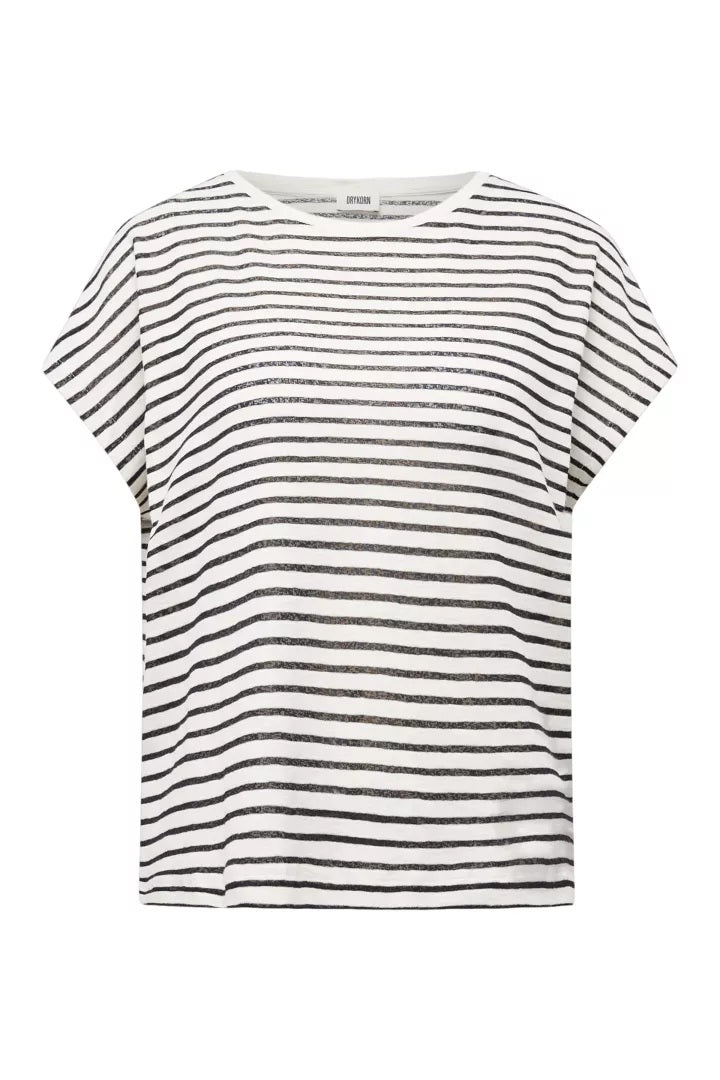 Shirt Drykorn VANOPE 10. Schönes Shirt mit Streifen und Rundhals. Das Shirt hat überschnittene Ärmel und ist gerade geschnitten. Der Streifen ist immer leicht transparent