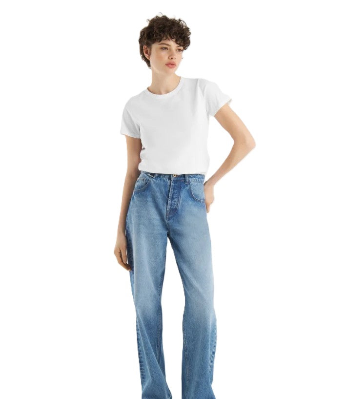 Shirt SoSue round neck in weiß. Shirt mit kurzem Arm in 100% Baumwolle. Rundhalsausschnitt und weiche Ware