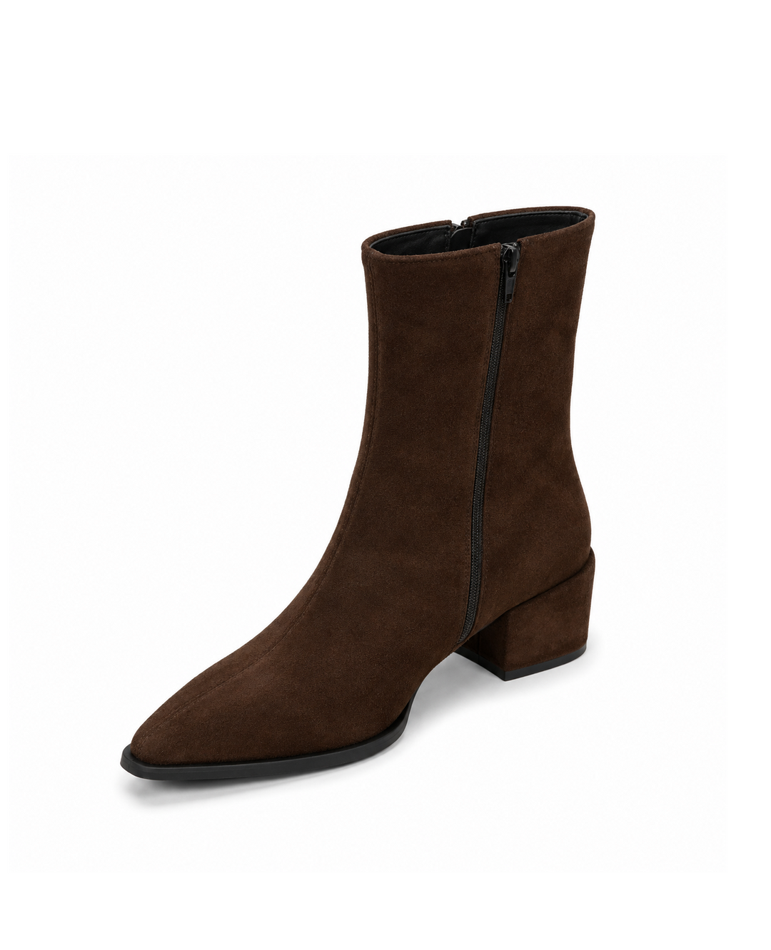 Stiefelette Kennel &amp; Schmenger CORA. Schöne dunkelbraune Stiefelette mit seitlichem Reißverschluss zum praktischen Ein- und Aussteigen. Der Absatz ist ebenfalls bezogen und die Höhe sehr angenehm zum Laufen. Der Schaft ist an der Wade eng anliegend und die Form ist spitz.