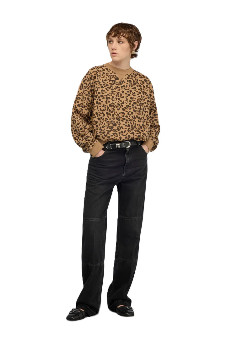 Sweatshirt Semicouture FELPA DEIENE. Cooles Sweatshirt mit Leoprint. Das Sweatshirt hat einen Rundhalsausschnitt und lange Ärmel. Es ist boxy und weit geschnitten.