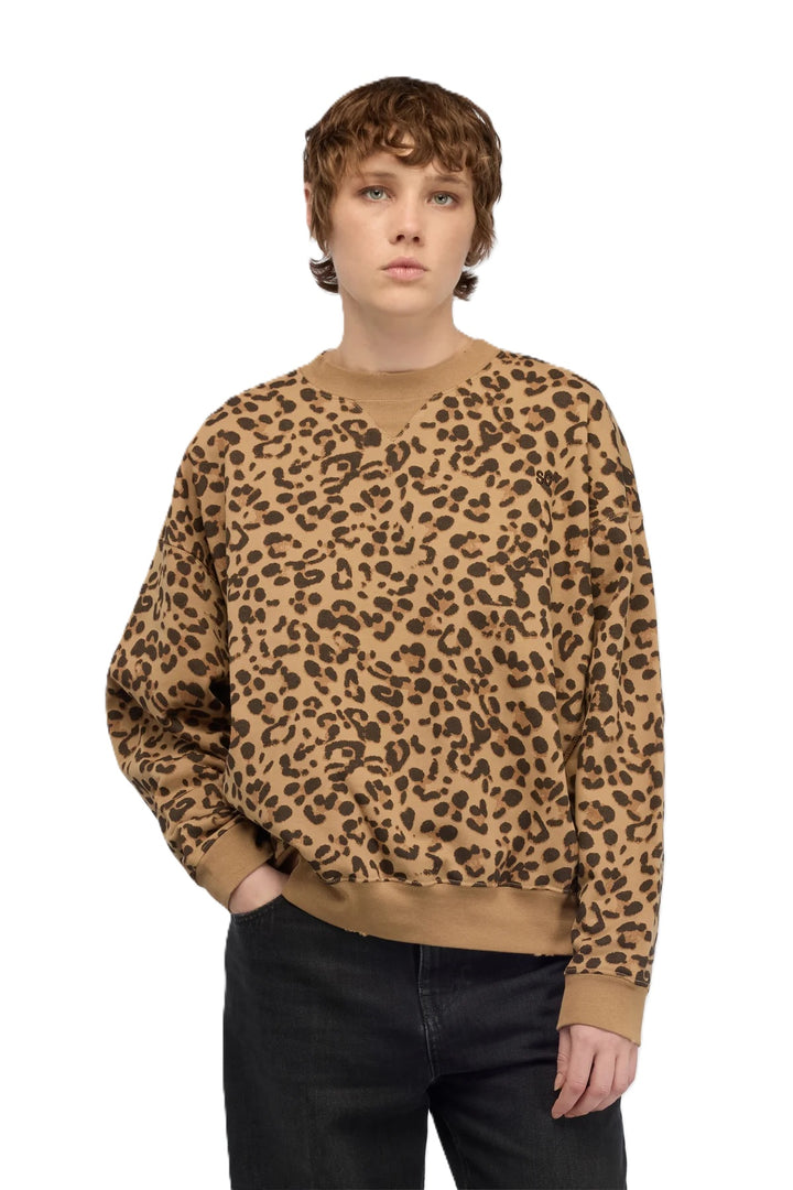 Sweatshirt Semicouture FELPA DEIENE. Cooles Sweatshirt mit Leoprint. Das Sweatshirt hat einen Rundhalsausschnitt und lange Ärmel. Es ist boxy und weit geschnitten.