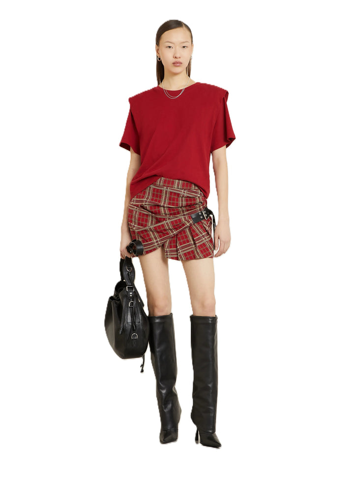 T-Shirt Isabel Marant ZELITOS in rot. Das T-Shirt aus einfarbiger Baumwolle überzeugt als elegantes Basic. Der Rundhalsausschnitt mit Rippabschlüssen, kurze Ärmel und dezente Epauletten verleihen dem Shirt eine moderne Form.