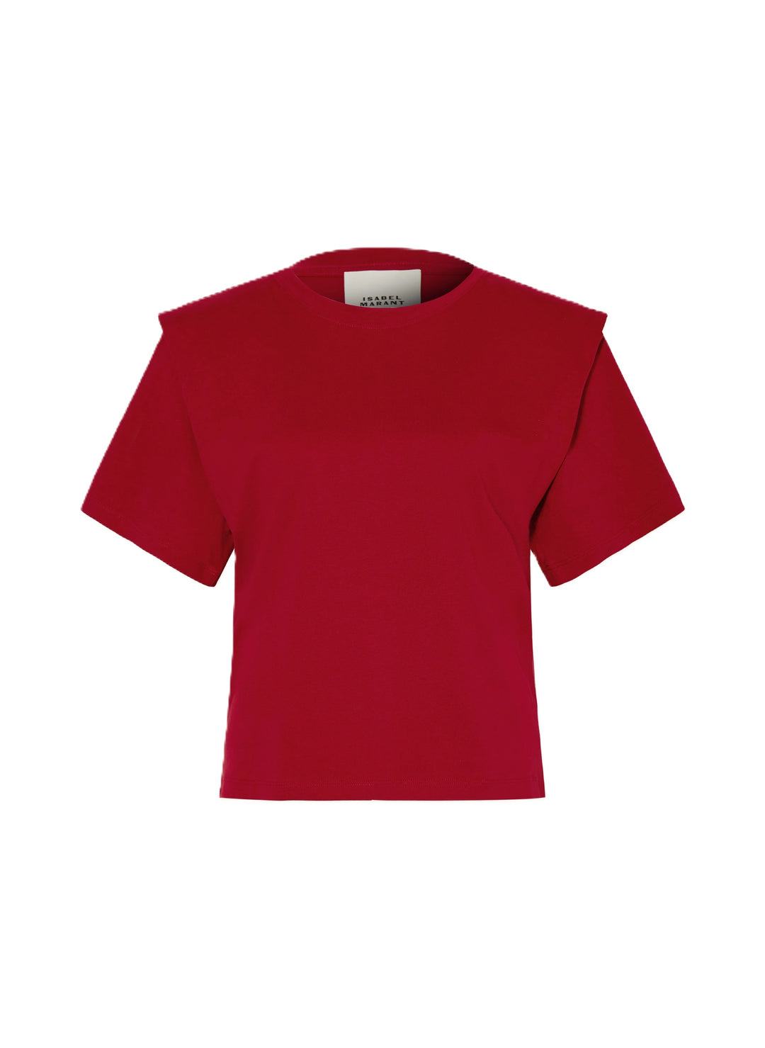 T-Shirt Isabel Marant ZELITOS in rot. Das T-Shirt aus einfarbiger Baumwolle überzeugt als elegantes Basic. Der Rundhalsausschnitt mit Rippabschlüssen, kurze Ärmel und dezente Epauletten verleihen dem Shirt eine moderne Form.