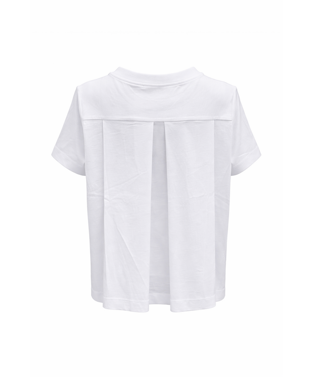 T-Shirt Narli in Weiß. Dieses T-Shirt hat einen klassischen Rundhalsausschnitt und kurzen Ärmeln. In Falten gelegte Rücken. Aus reiner Baumwolle für ein angenehmes Tragegefühl. Es fällt größengerecht aus. 