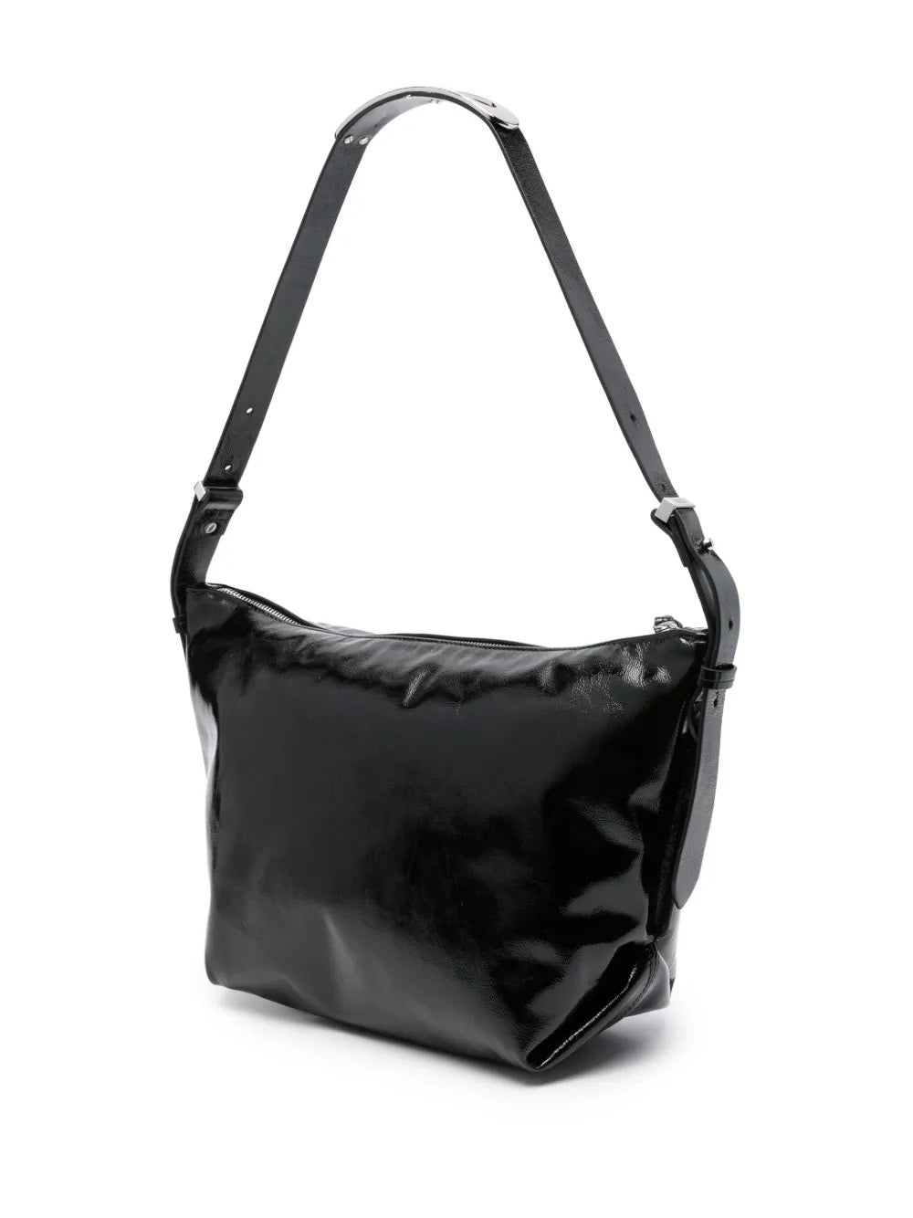 Tasche Isabel Marant Leyden in schwarz. Das glatte Lackleder sowie das silberne Schnallendetail verleihen der Tasche einen tollen eleganten Look.