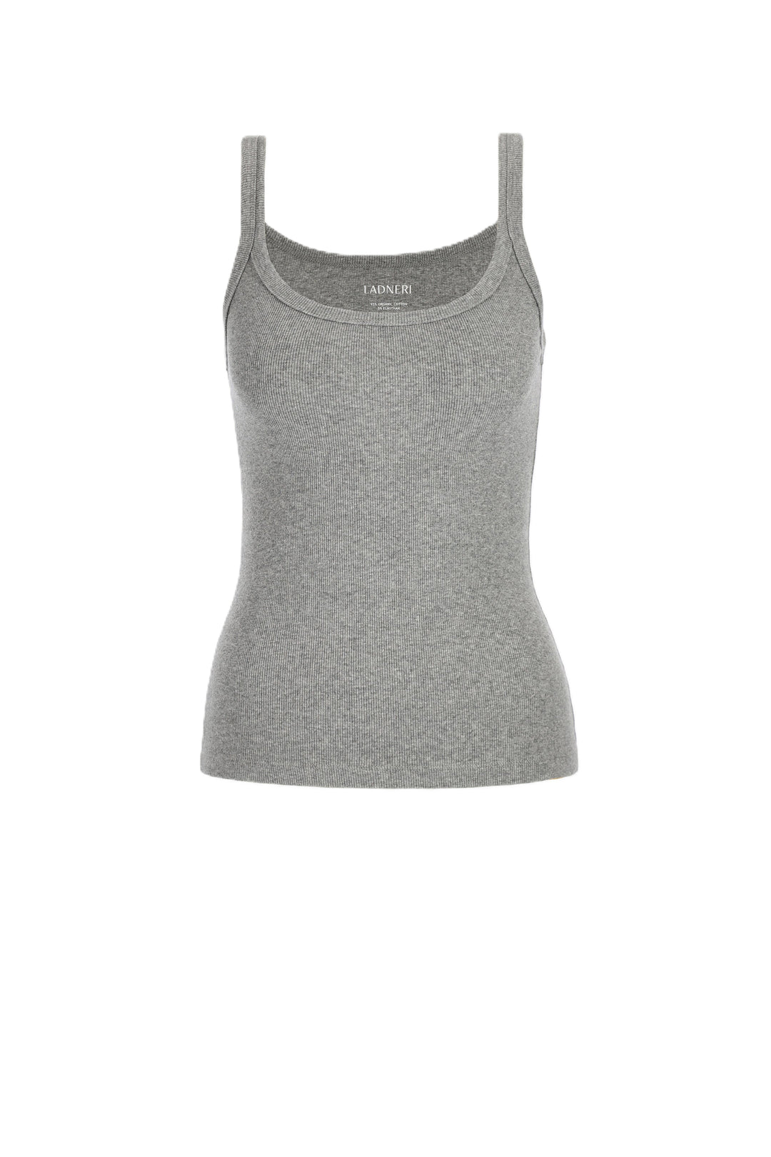 Tank Top Ladneri Le Mans in grey. Schönes Tanktop in körpernaher Rippenstruktur. Das Top hat Träger und eine sehr angenehme Ware.